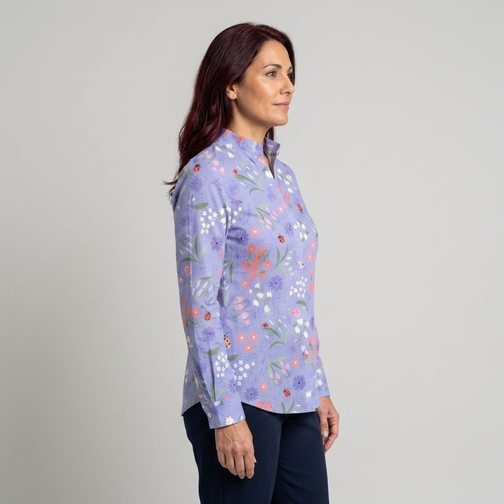 Amelia - Blusa floral lila - vista lateral