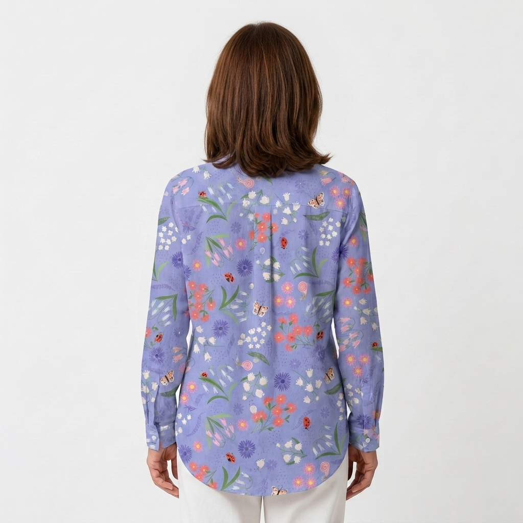 Amelia - Blusa floral lila - vista trasera