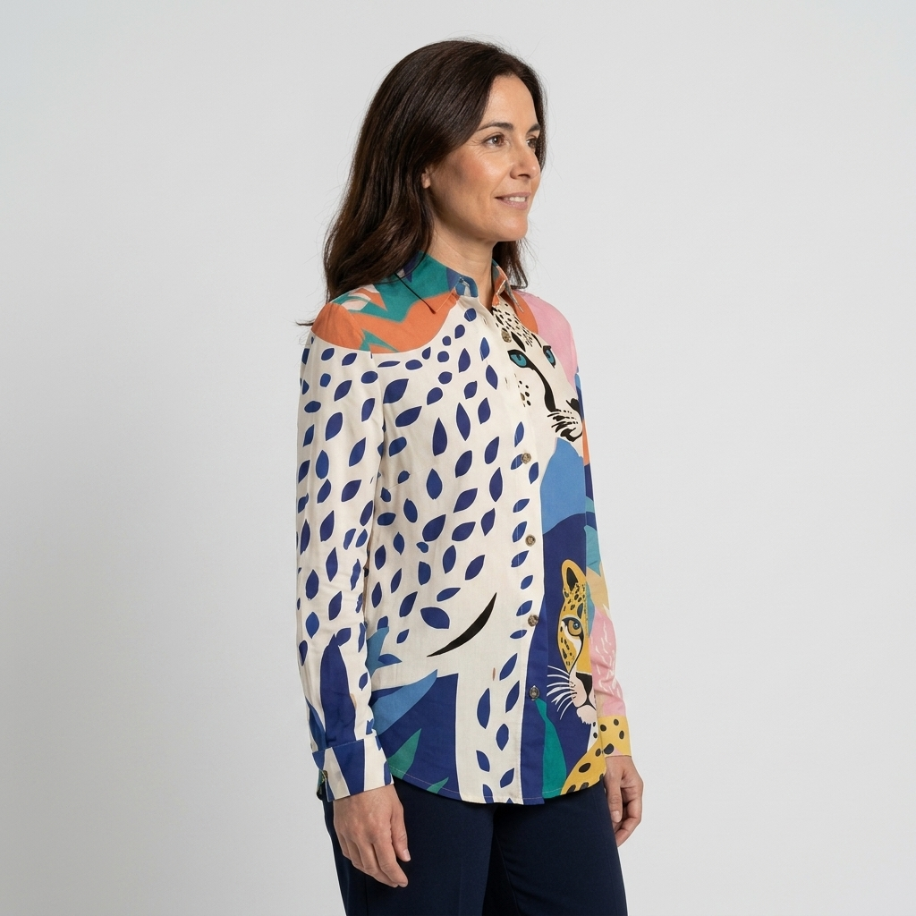 Leona - Blusa artística de leopardo - vista lateral