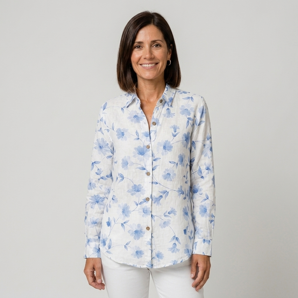 Alba - Blusa floral azul cielo - vista frontal