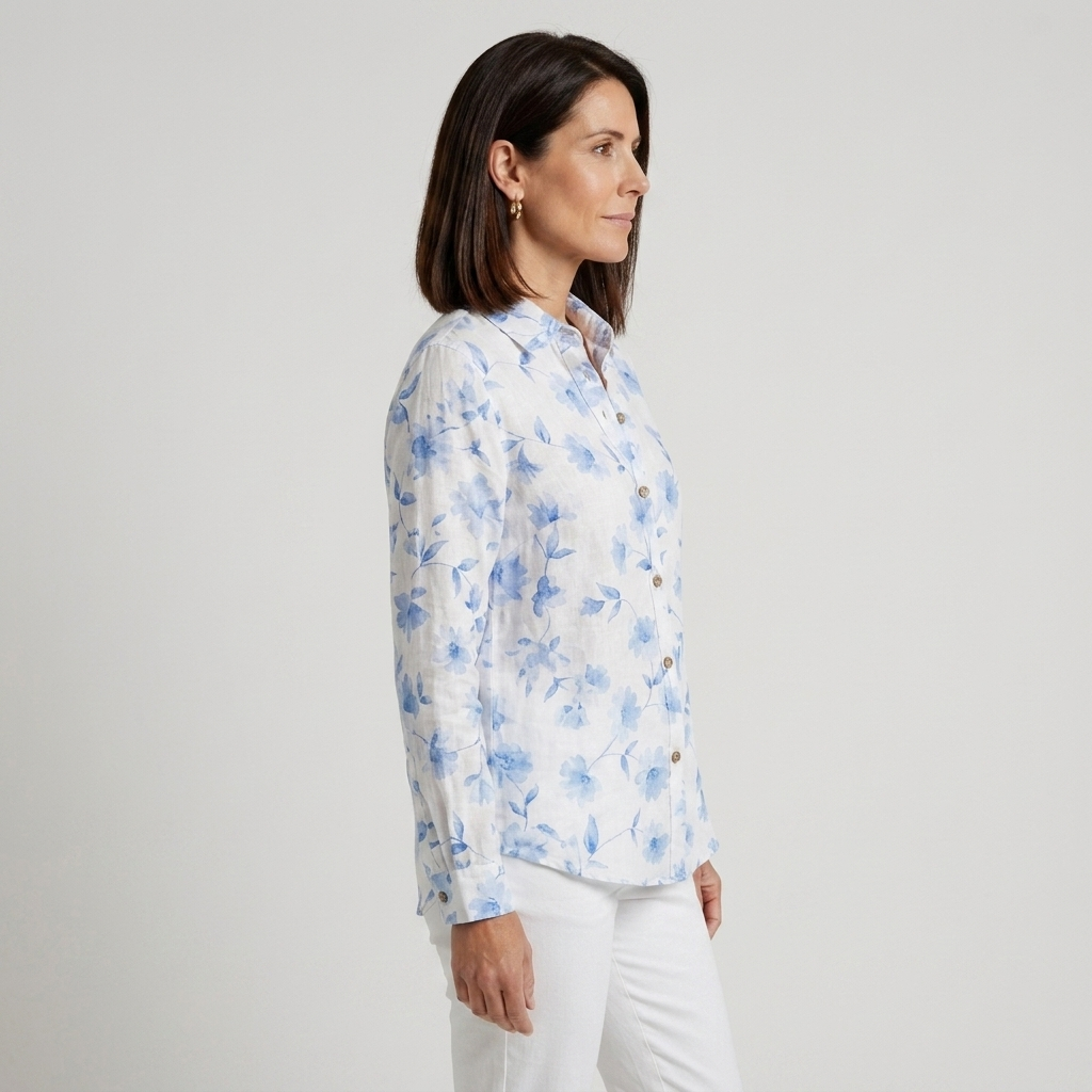 Alba - Blusa floral azul cielo - vista lateral