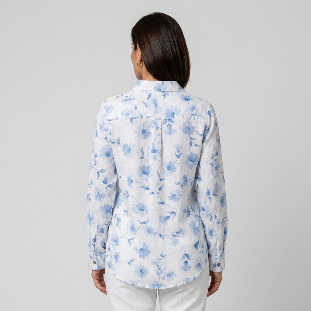 Alba - Blusa floral azul cielo - vista trasera