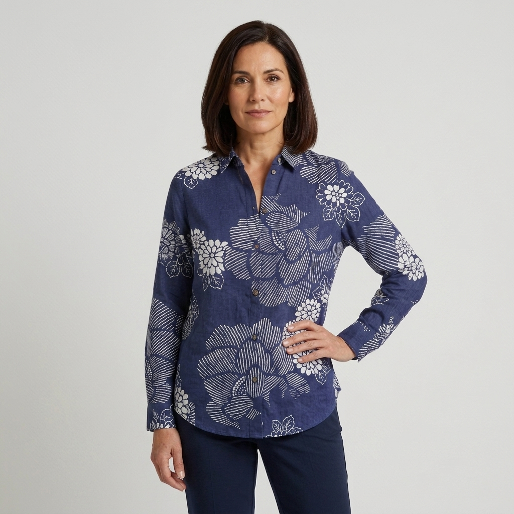 Marisol - Blusa geométrica azul marino - vista frontal