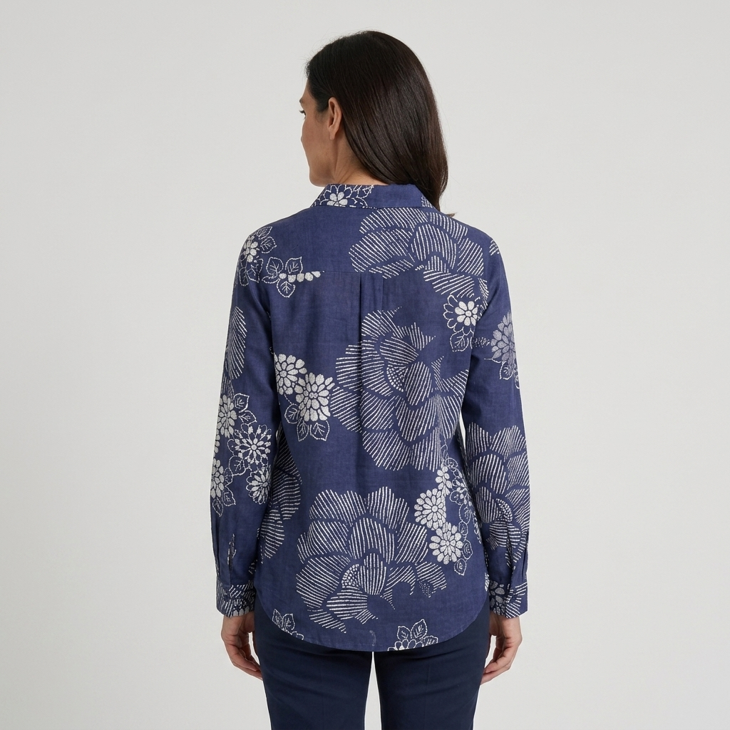 Marisol - Blusa geométrica azul marino - vista trasera