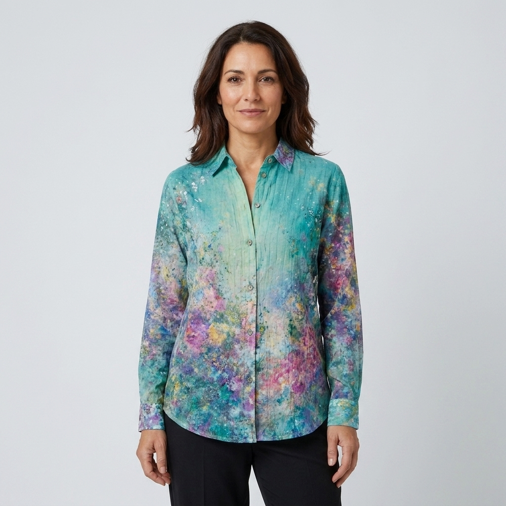 Jade - Blusa artística verde multicolor - vista frontal