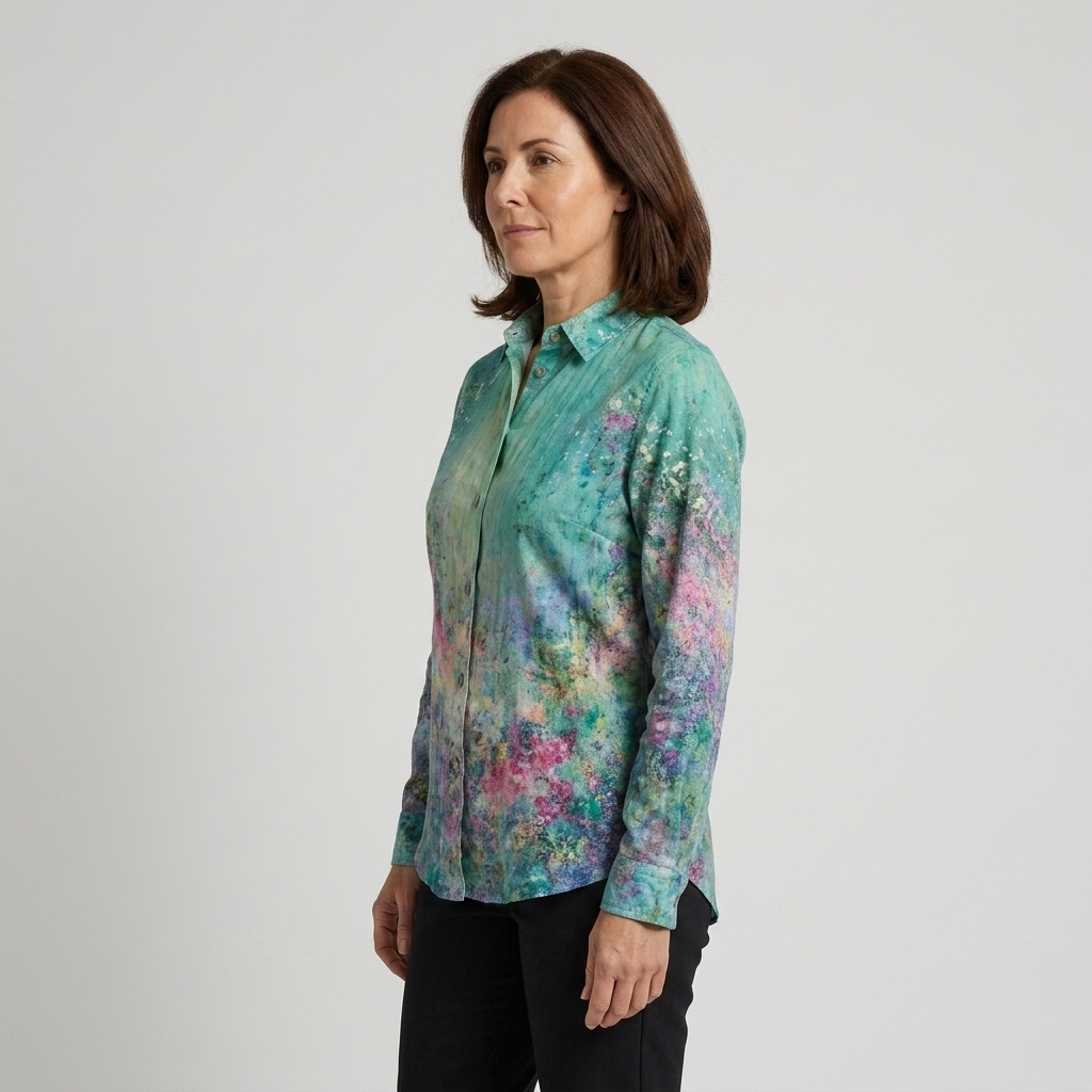Jade - Blusa artística verde multicolor - vista lateral