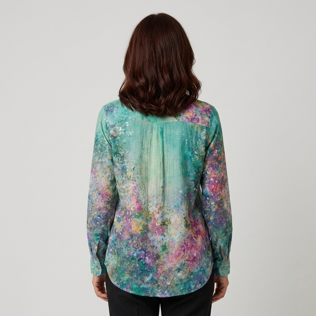 Jade - Blusa artística verde multicolor - vista trasera