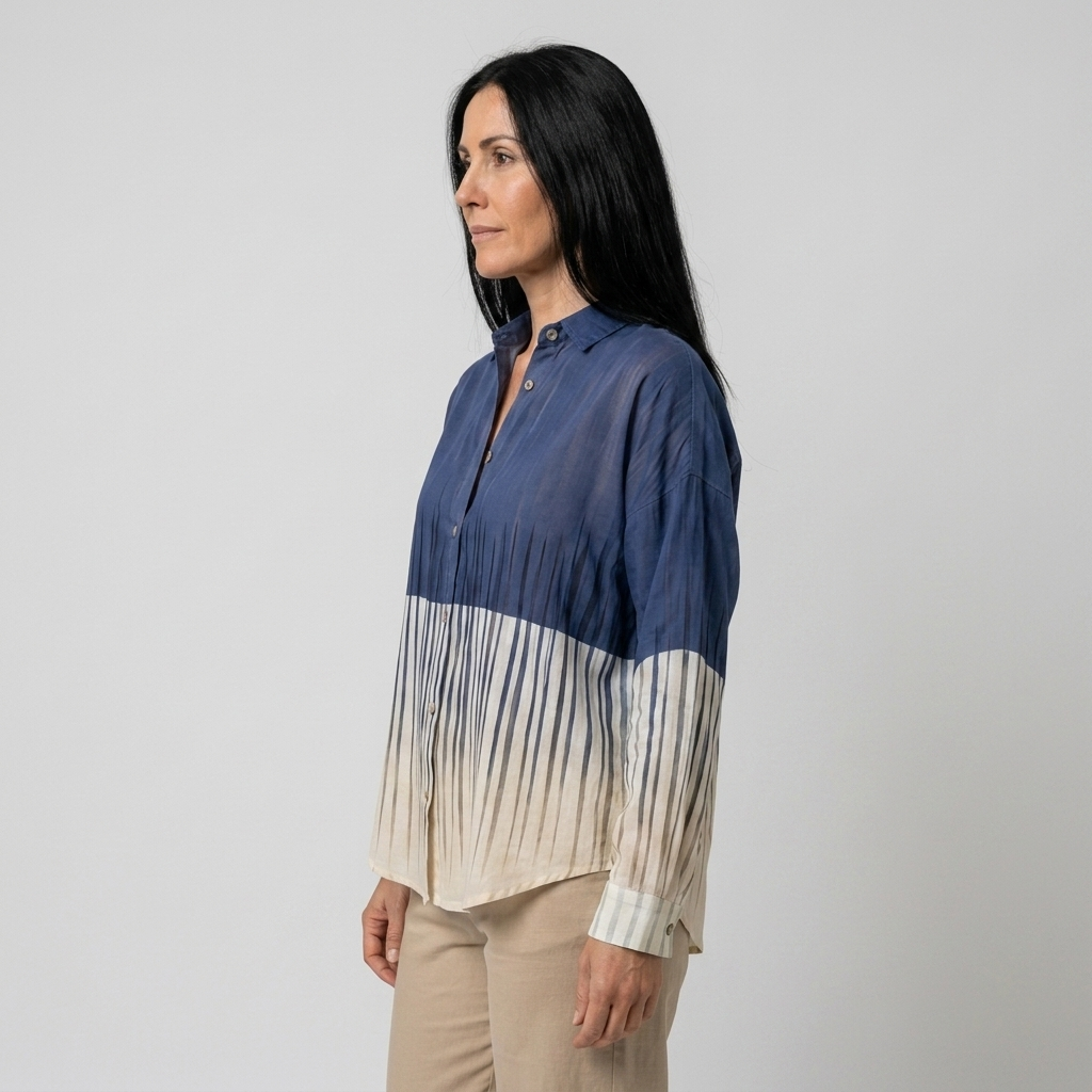 Nerea - Blusa degradada azul y beige - vista lateral