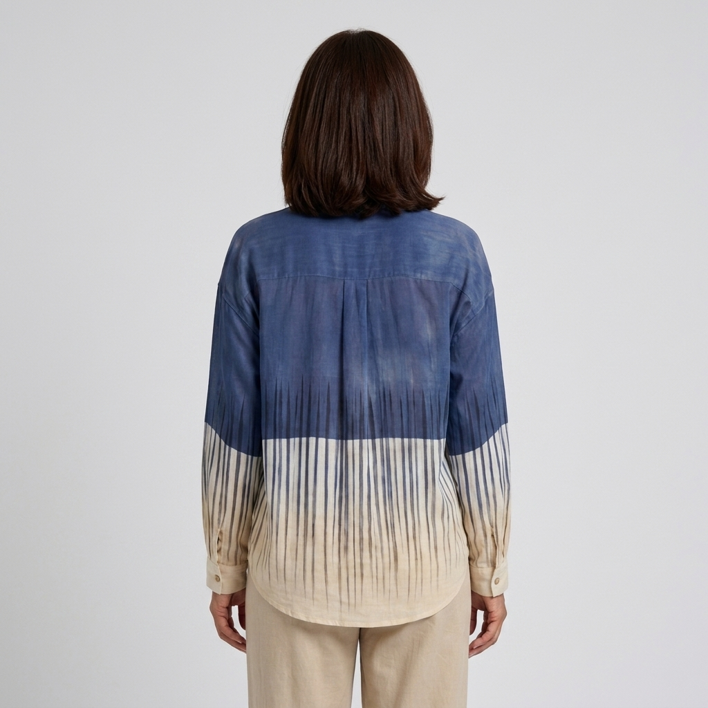Nerea - Blusa degradada azul y beige - vista trasera