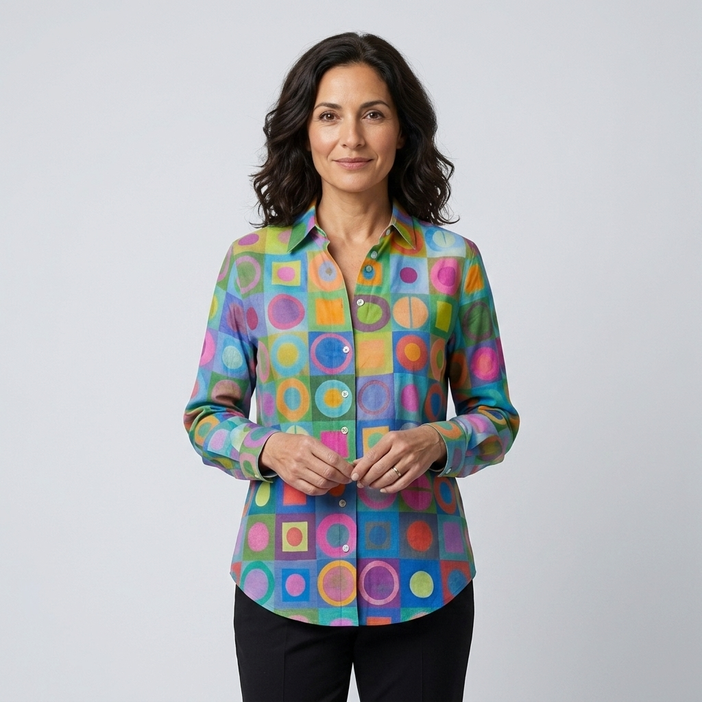Lucía - Blusa geométrica multicolor - vista frontal