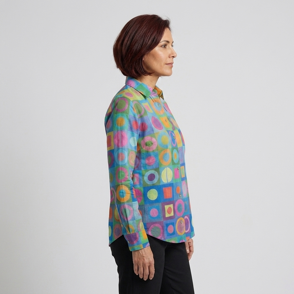 Lucía - Blusa geométrica multicolor - vista lateral
