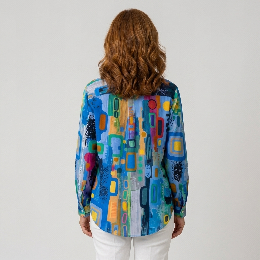 Martina - Blusa abstracta multicolor - vista trasera