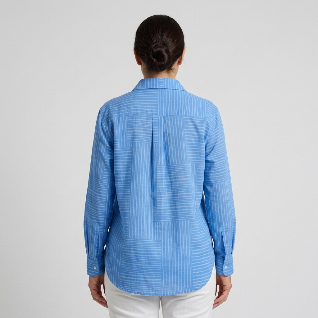 Azul - Blusa de rayas finas - vista trasera