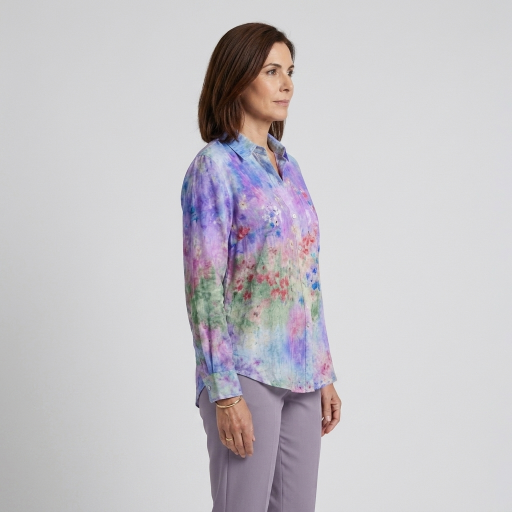 Violeta - Blusa floral lavanda - vista lateral