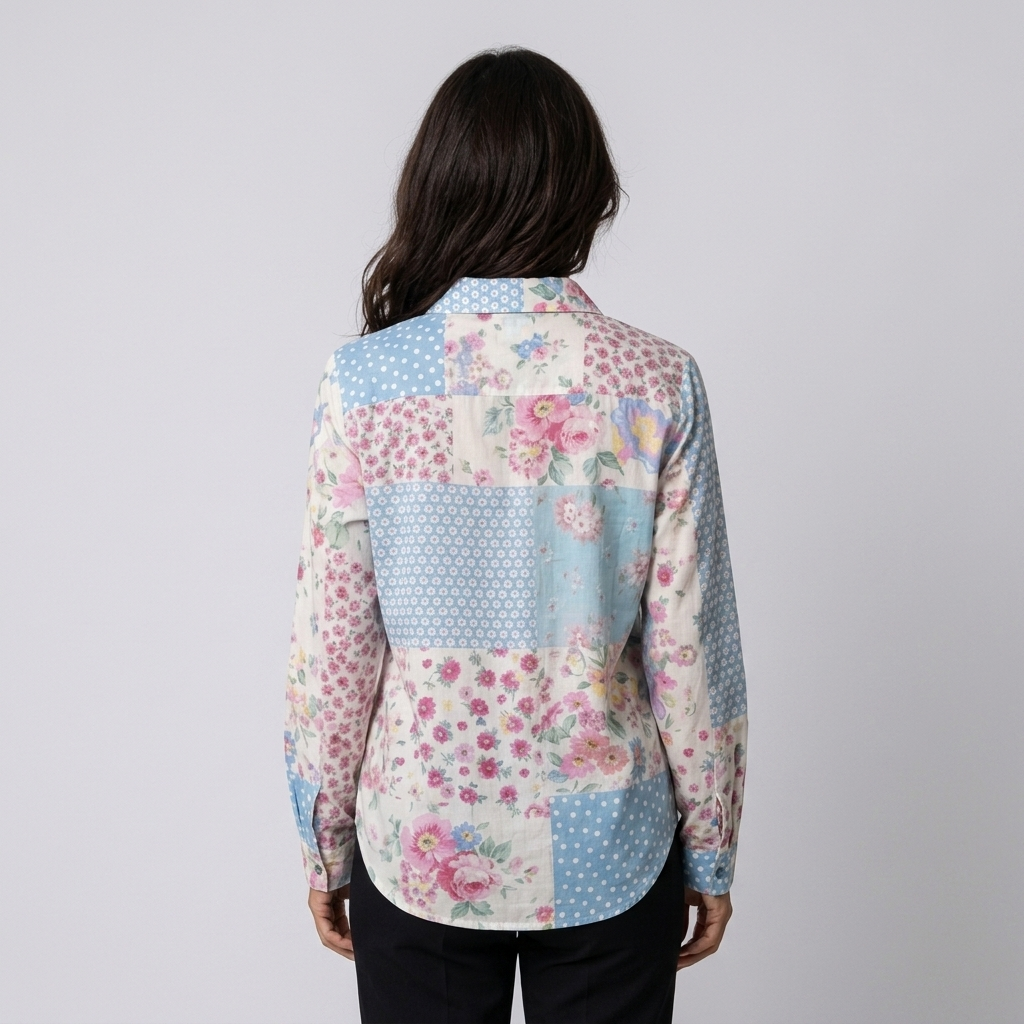 Aurora - Blusa abstracta rosa - vista trasera