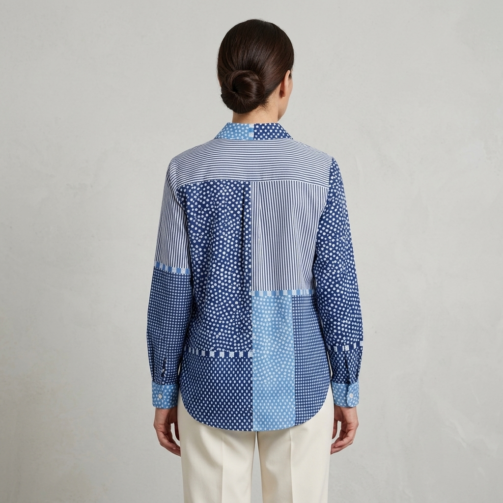 Marina - Blusa estampada azul - vista trasera