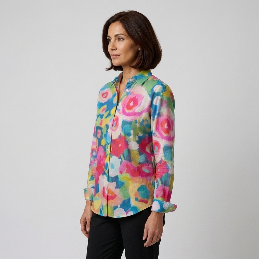 Valentina - Blusa floral colorida - vista lateral