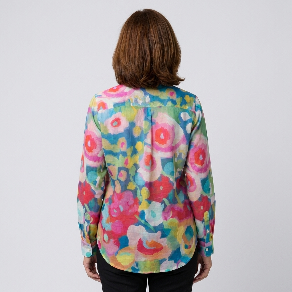 Valentina - Blusa floral colorida - vista trasera